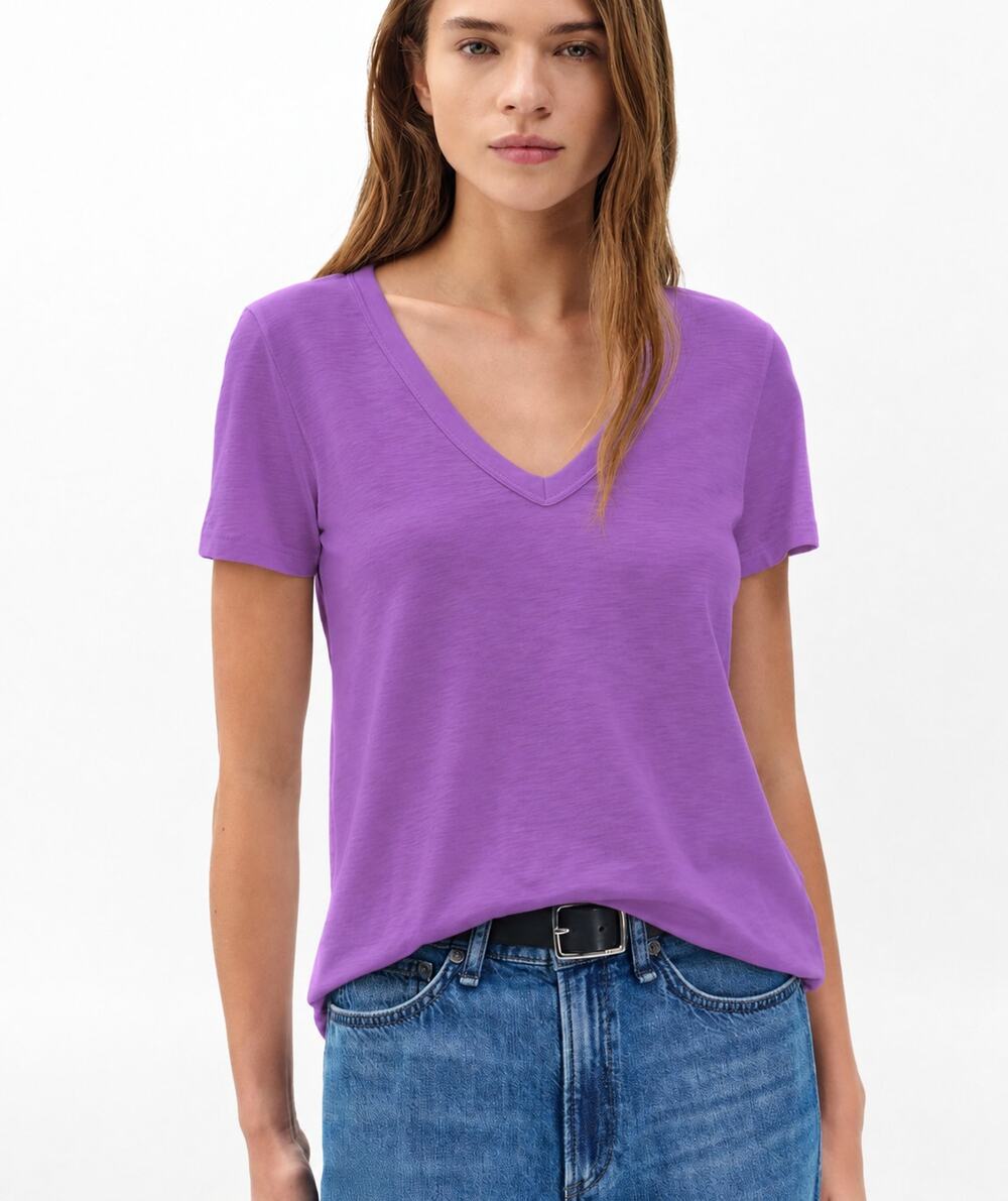 Rag & Bone The Slub Vee Purple V-Neck Tee Size XS Quiet Luxury Minimalist